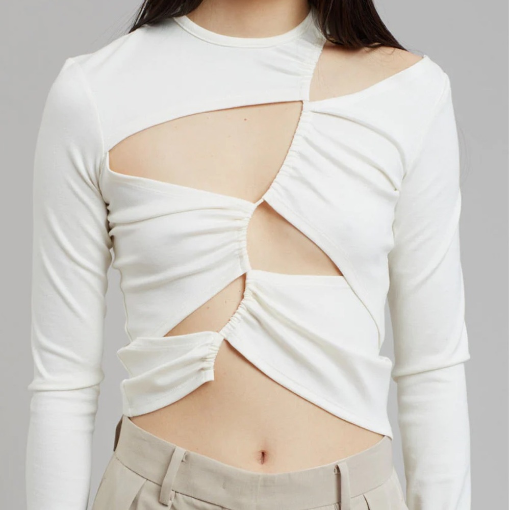 SID NEIGUM TENSION CUTOUT TOP - CREAM NWT